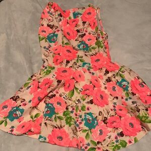 Colorful Flower-Printed Tank Top | Size Small | Korean Fashion with Back Zipper